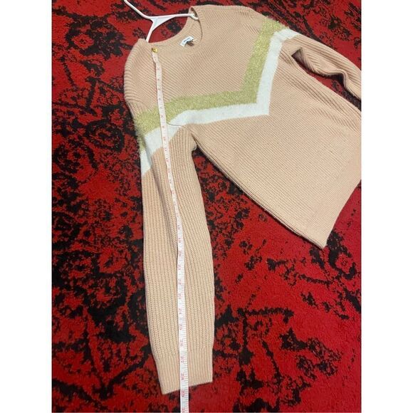 Womens Steve Madden Metallic Chevron Sweater SZ M Pink Gold Fuzzy Size medium - Picture 13 of 14